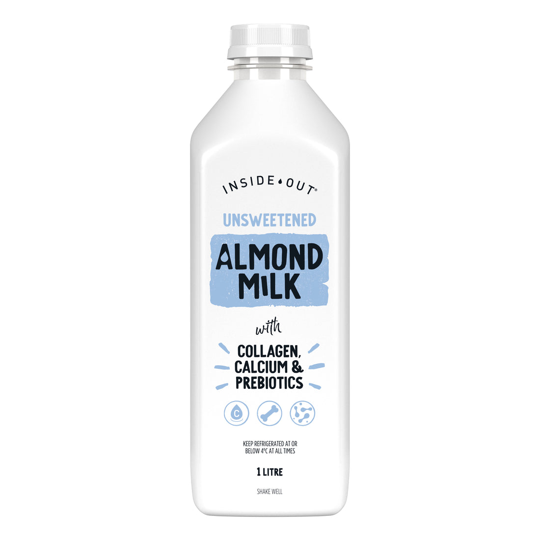 Unsweetened Almond Milk 1L with Collagen, Calcium & Prebiotics